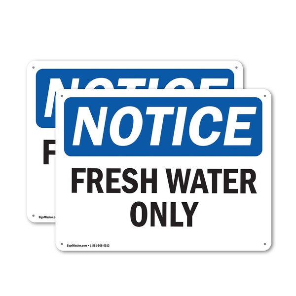 Signmission Fresh Water Only, 14 in W x Rectangle, Plastic OS-2PACK-NS-P-1014-L-12922 - main